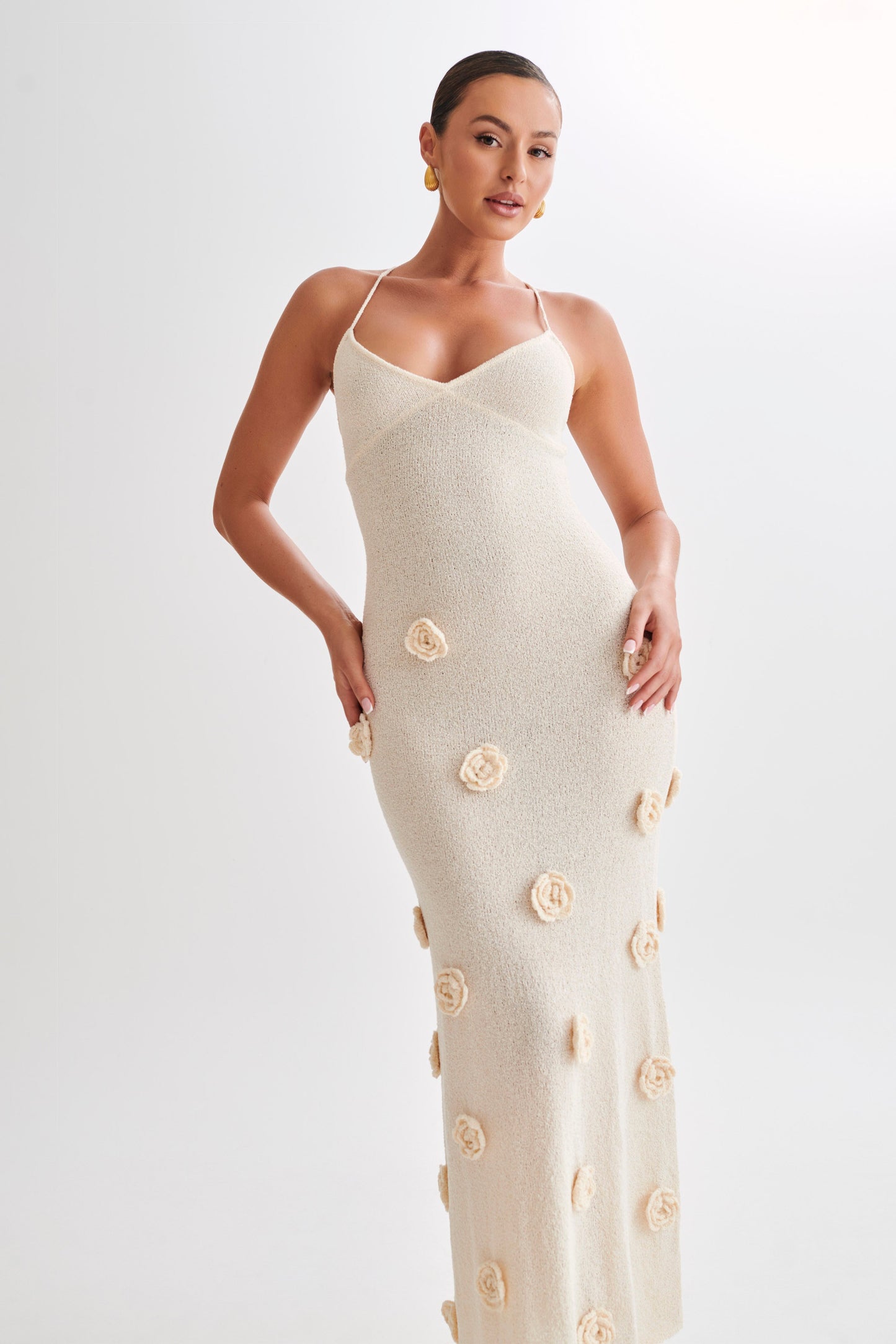 Isabella Gebreide Maxi Jurk
